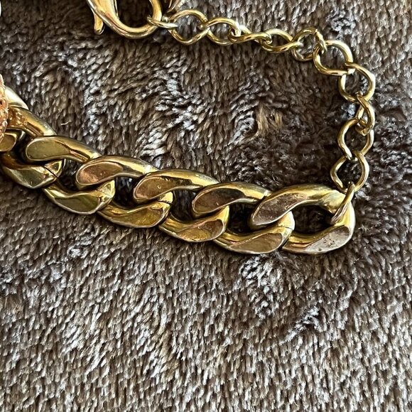 Vintage Big Pearl Gemstone Bauble Adjustable Chunky Chain Bracelet EFM - Picture 8 of 9